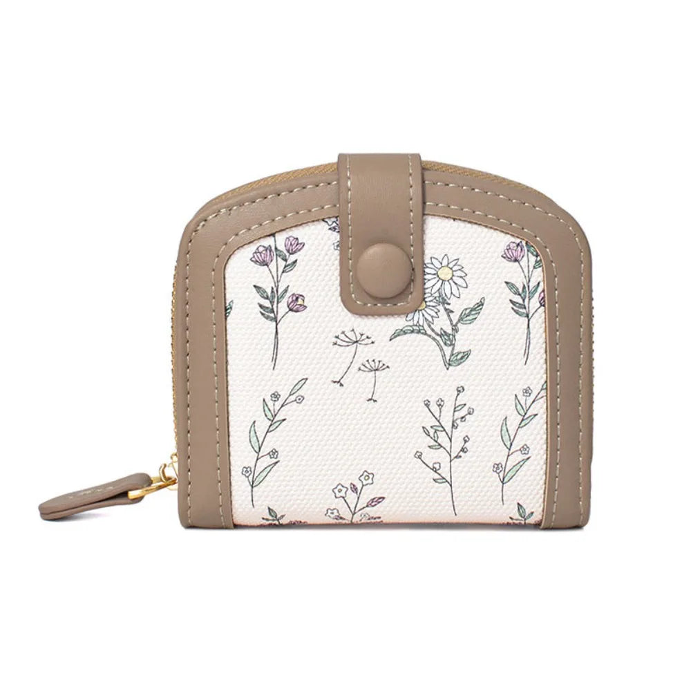 New PU Leather Coin Purse Large Capacity Floral Women Wallets Lightweight Waterproof Money Bag Portable Coin Storage Bag