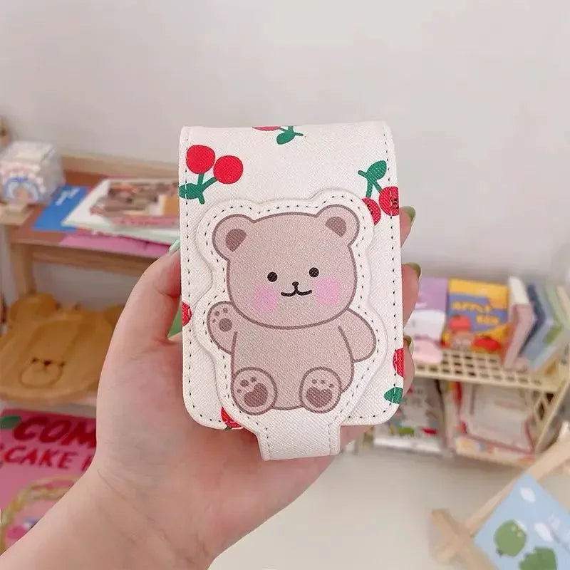 Travel Makeup Bag Teddy Bear Lipstick Mirror Mini Storage Cover