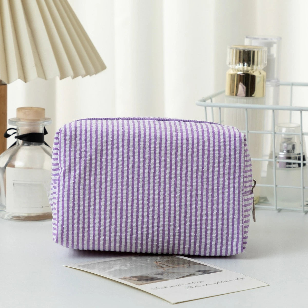 New Fashion Striped Women Cosmetic Bag Portable Zipper Makeup Travel Organizer Female Handbag Toiletry Pouch For Girls