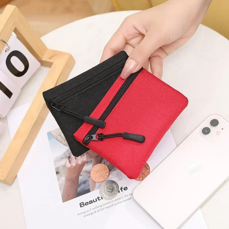 Canvas Mini Coin Purse Simple Zipper Kid Storage Pouch Money Pocket Solid Color Coin Key Bag Women Men Cute Wallet Mini Purse