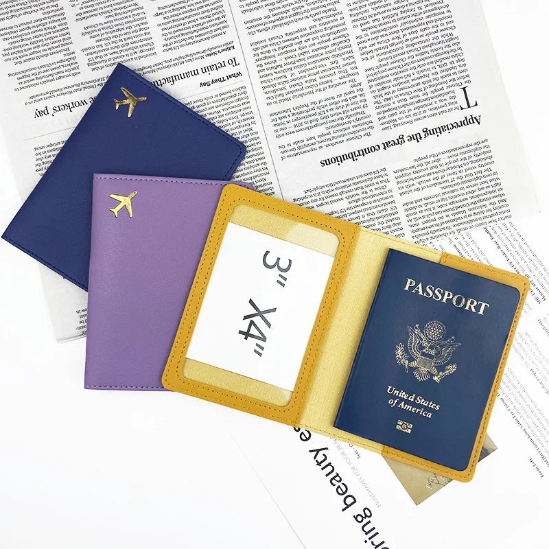 Fashion Travel Passport Cover Women Men Passport Credit Card Holder Case PU Leather Business Card Passport Wallet Travel Purse