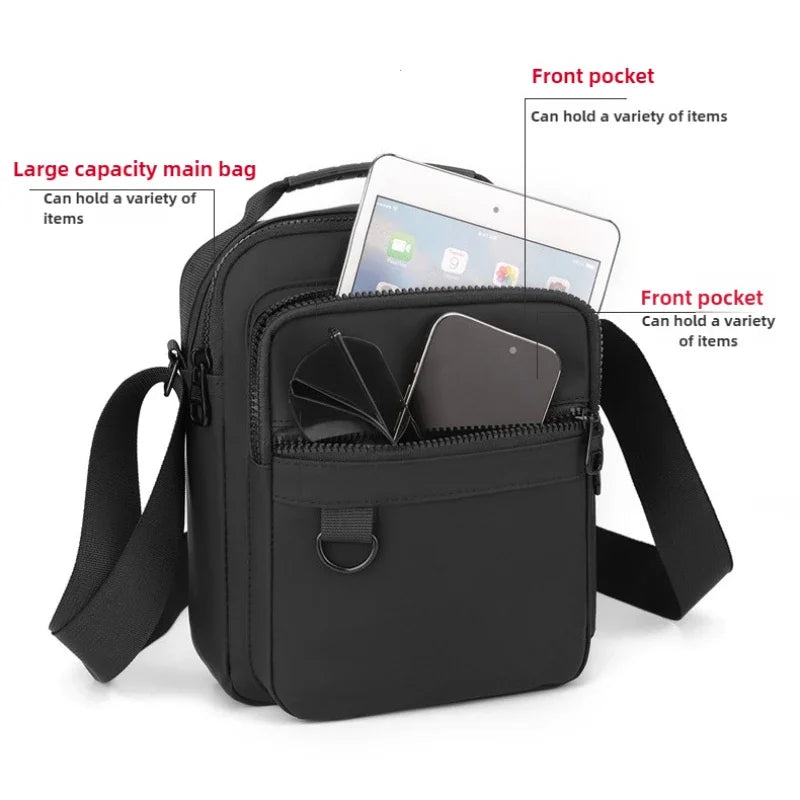 Messenger Sling Bags for Men Casual Oxford Small Zipper Crossbody Pouch Simple Mini Crossbody Phone Bag Male Side Shoulder Bag