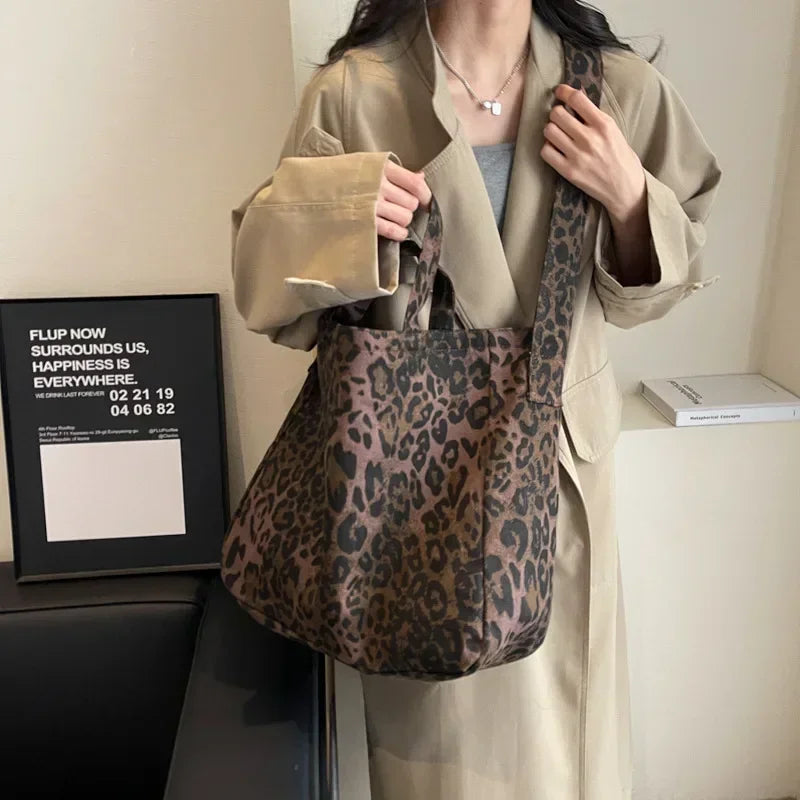 Leopard Design 2025 Korean Fashion Big Crossbody Bags for Women Travel Handbag Lady Shopper Shopping Shoulder Bag Bolsa Feminina