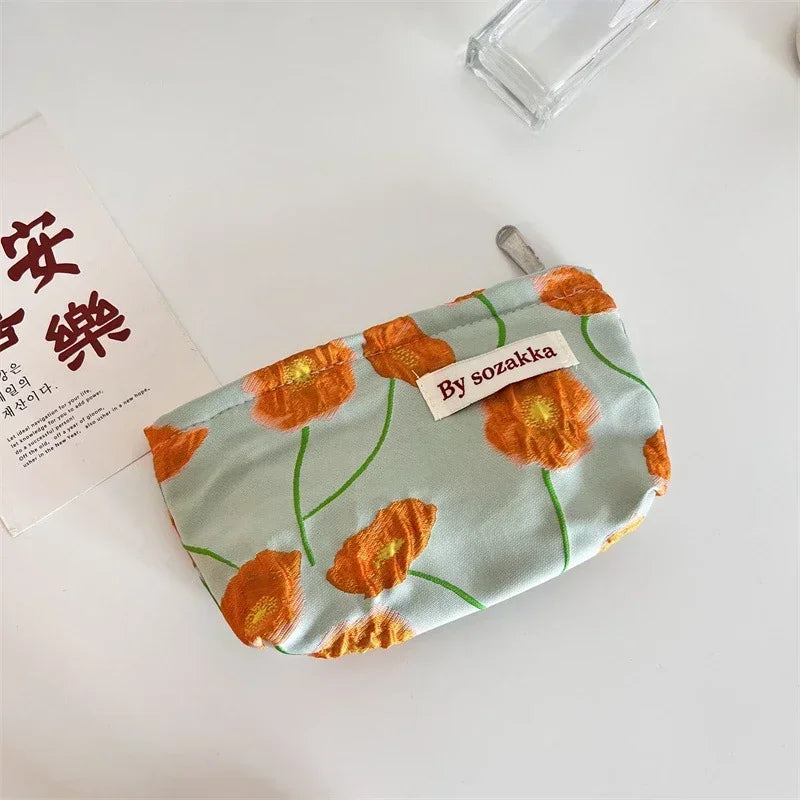 Women Floral Makeup Bags Korean Fashion Women Cosmetic Bag Make Up Organizer Pouch Pencil Case Makeup Brushes Storage Bag