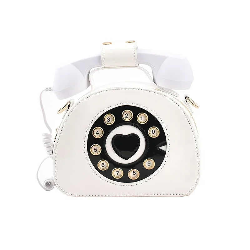 Women's Creative Shoulder Bag Telephone Shaped Crossbody Bag Retro PU Leather Designer Sweet Girl Phone Purses and Small Handbag