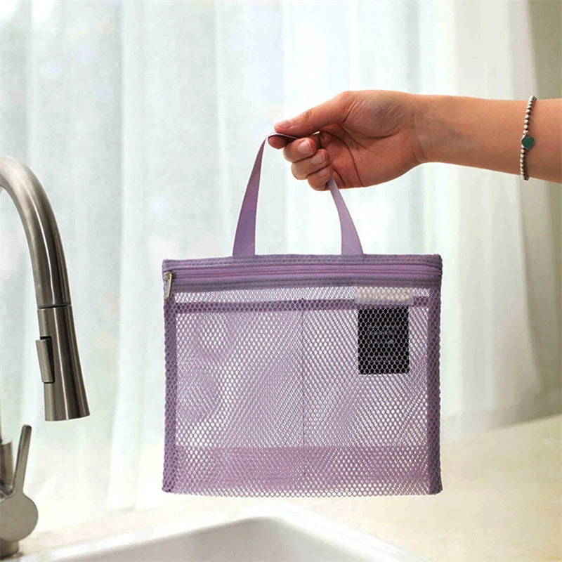 Mesh Makeup Toiletry Storage Bags Handbags Portable Travel Washing Body Shower Tools Organizer Hanging Cosmetic Organizer Pouch