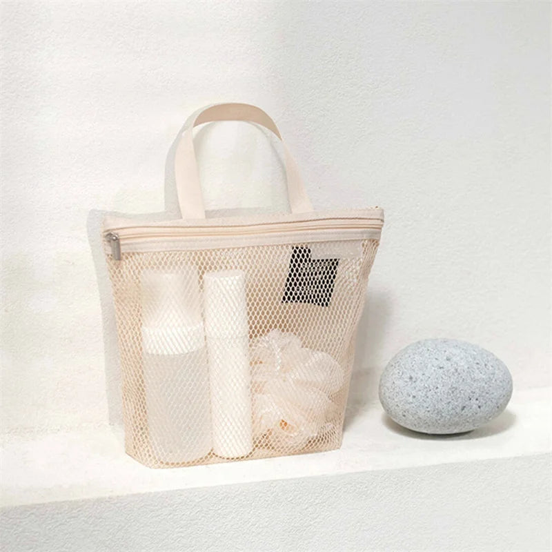 Mesh Makeup Toiletry Storage Bags Handbags Portable Travel Washing Body Shower Tools Organizer Hanging Cosmetic Organizer Pouch