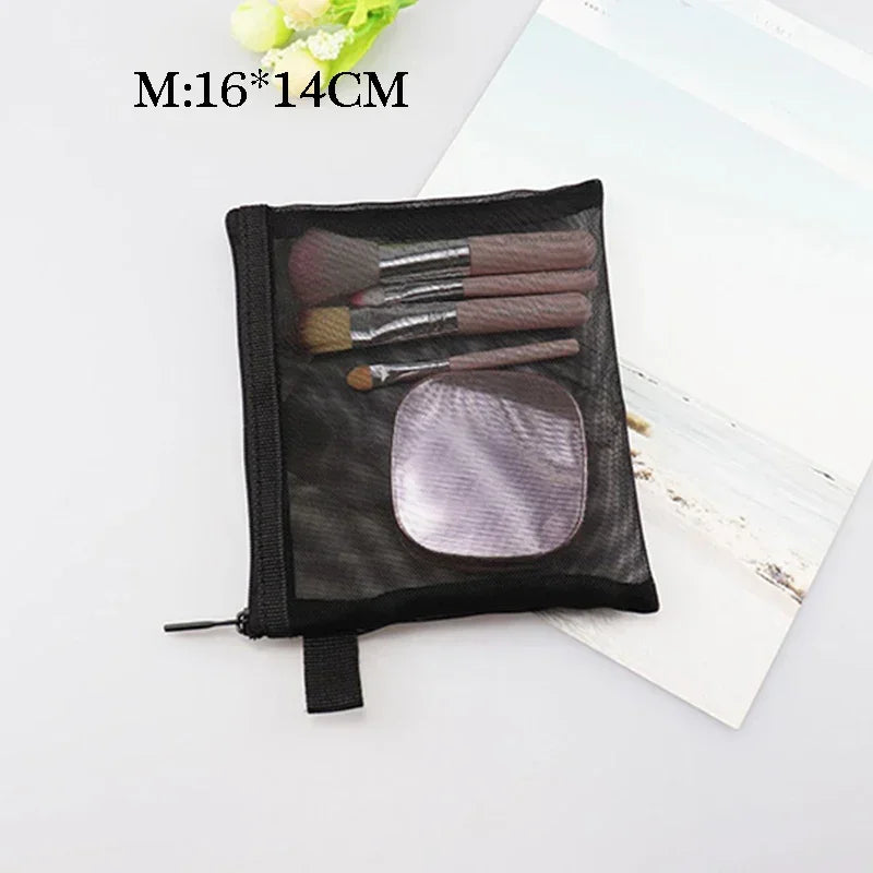 1PC Black Women Men Necessary Cosmetic Bag Transparent Travel Organizer Fashion Small Large Black Toiletry Bags Makeup Pouch