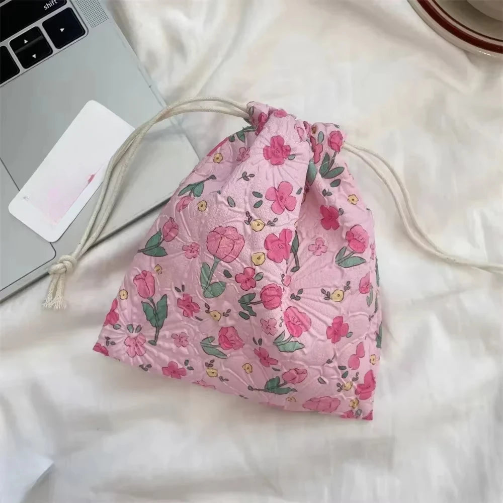 Cute Bear Cartoon Drawstring Bags Women Drawstring Packaging Pocket Cosmetic Bag Makeup Bag Large Capacity Coin Purse Coin Pouch