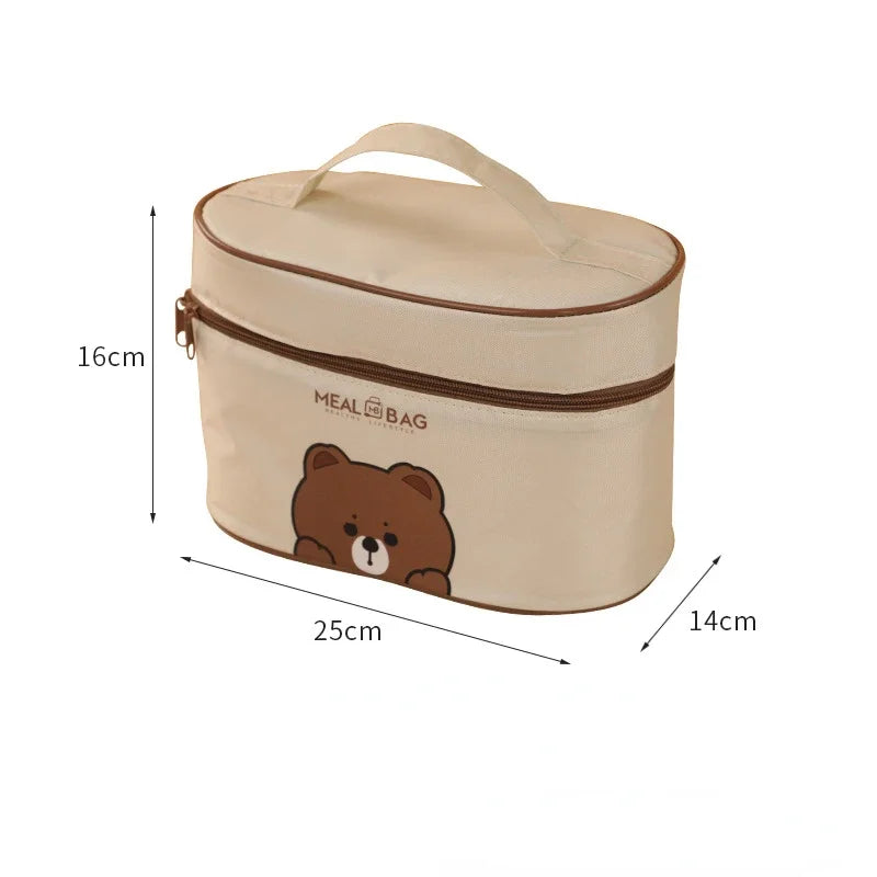 Kids Large Capacity Insulated Lunch Bag with Tableware Cup