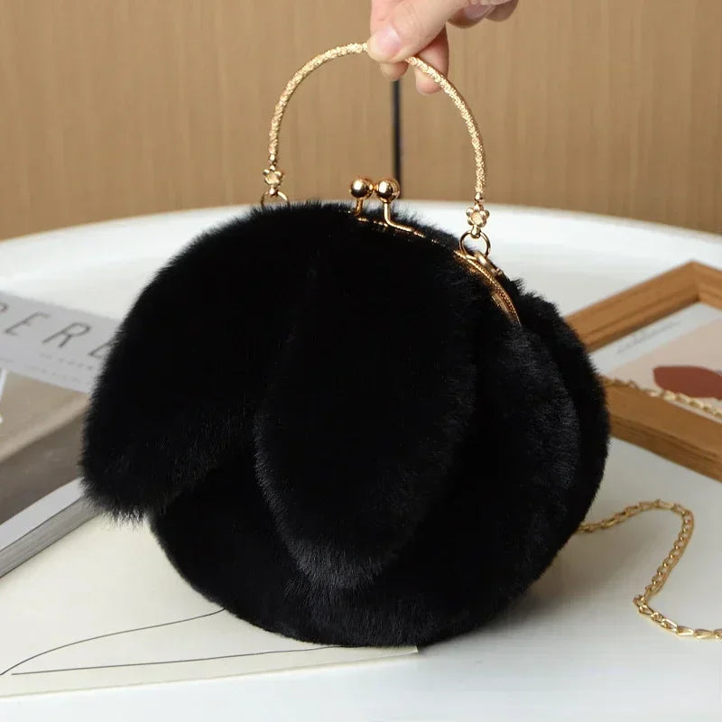 Cute Plush Rabbit Crossbody Bags for Women Korean Version Cute Purses and Handbags Girls New Rabbit Ear Shoulder Messenger Bag