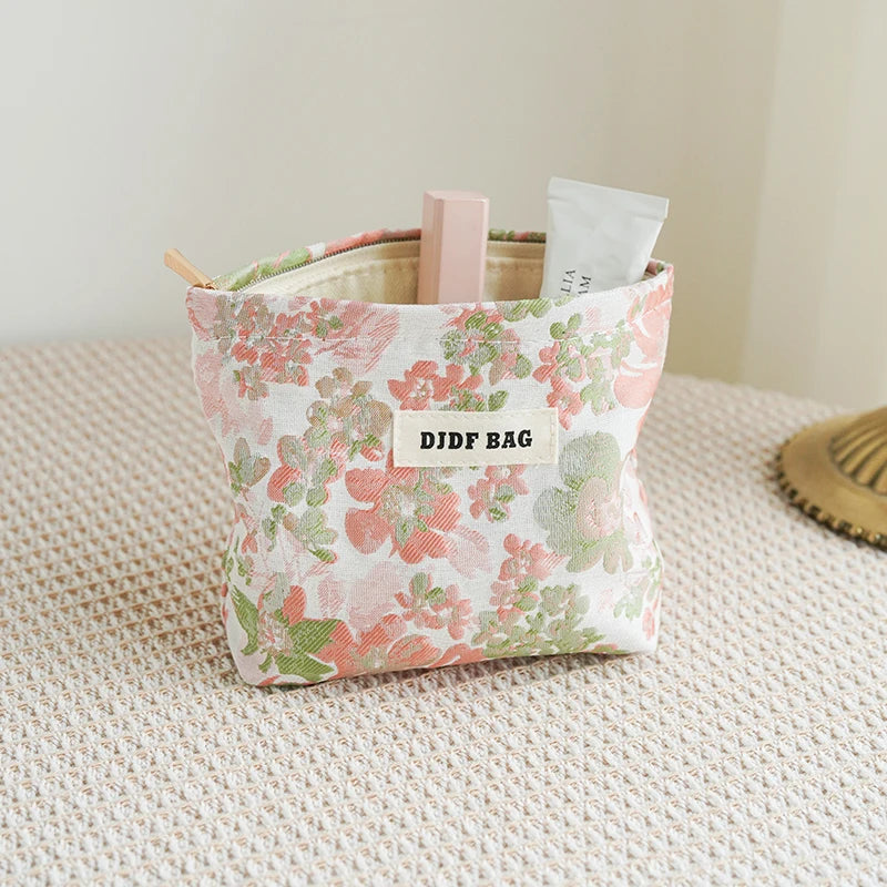 Mini Female Cosmetic Bag Portable Red Soft Small Sanitary Napkin Storage Bag Commuter Coin Key Bag Portable Bank Card Bag