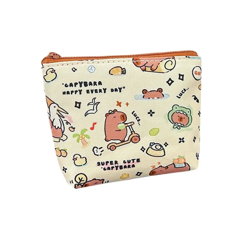 New Cute Cartoon Pattern Capybara Coin Purse Mini Portable Storage Bag Waterproof Wallet Portable Key Money Bag