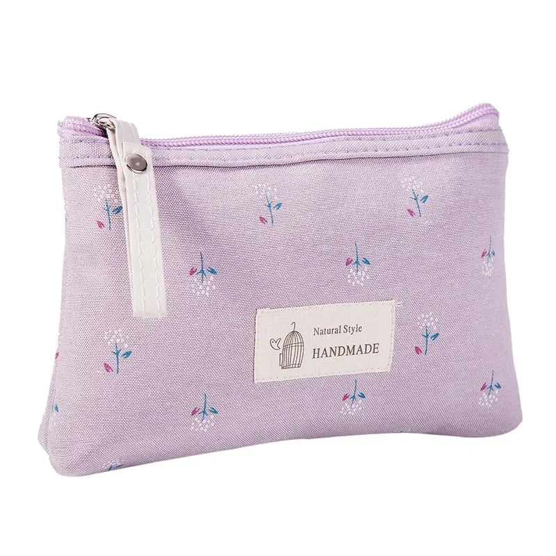 eTya Fashion Canvas Cosmetic Bag Women Floral Zipper Small Makeup Bags Travel Organizer Canvas Mini Lady Toiletry Bag Pouch