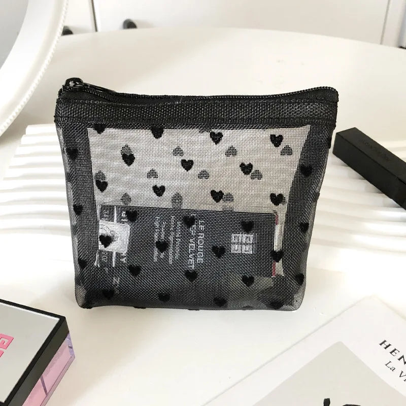 Personalized Transparent Mesh Makeup Bag Travel Organizer Zipper Pouch