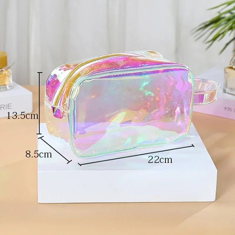 New Laser Transparent Lipstick Makeup Bag Cosmetic Bag Organizer Travel Portable Toiletry Bag Make Up Storage Case Pouch