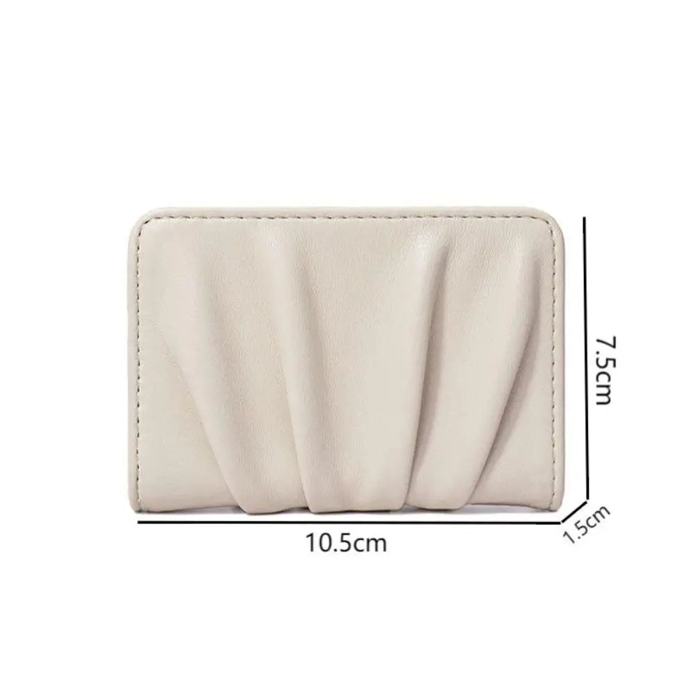 New Solid Color Women Wallets PU Leather Purses Card Holders Small Portable Coin Purse Large Capacity Wrinkled Money Bag