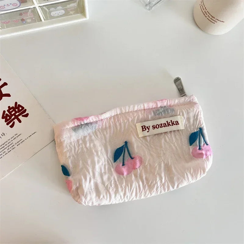 Women Floral Makeup Bags Korean Fashion Women Cosmetic Bag Make Up Organizer Pouch Pencil Case Makeup Brushes Storage Bag