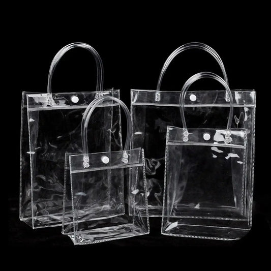 Durable Transparent PVC Handbag Large Capacity Multi-purpose Candy Bag Plastic Gift Jelly Bag Outing Travel Hiking Bag