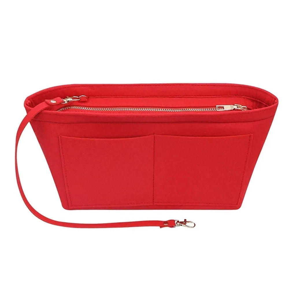 Portable Multipocket Felt Insert Cosmetic Bag - Large Capacity Foldable Tote