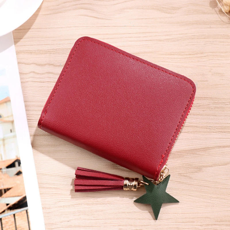 Women Small Wallet Ladies Mini Tassel Wallet Cute Girl Short Zipper Lovely Pu Leather Coin Purse Female Hand Wallet Purse