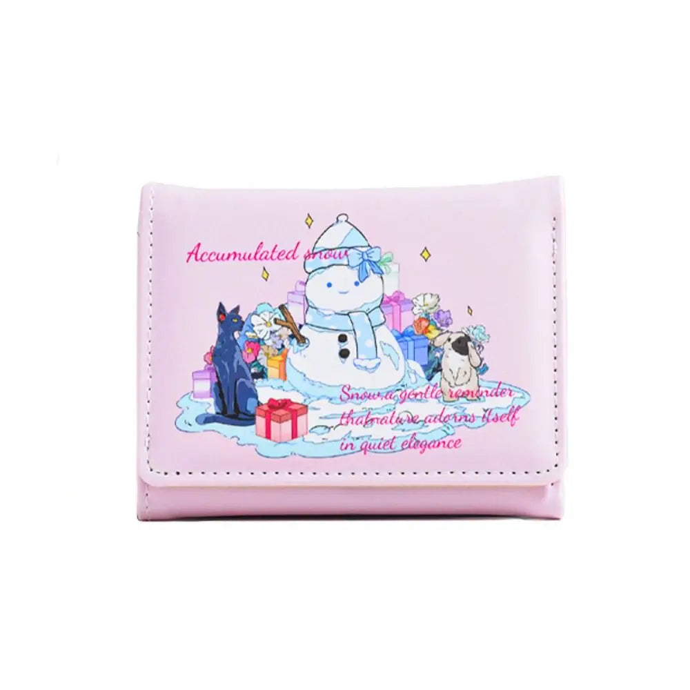 New 3 Folds PU Leather Money Coin Purse Cartoon Waterproof Credit Card Holoder Change Money Organizers Girls Students Gift Bag