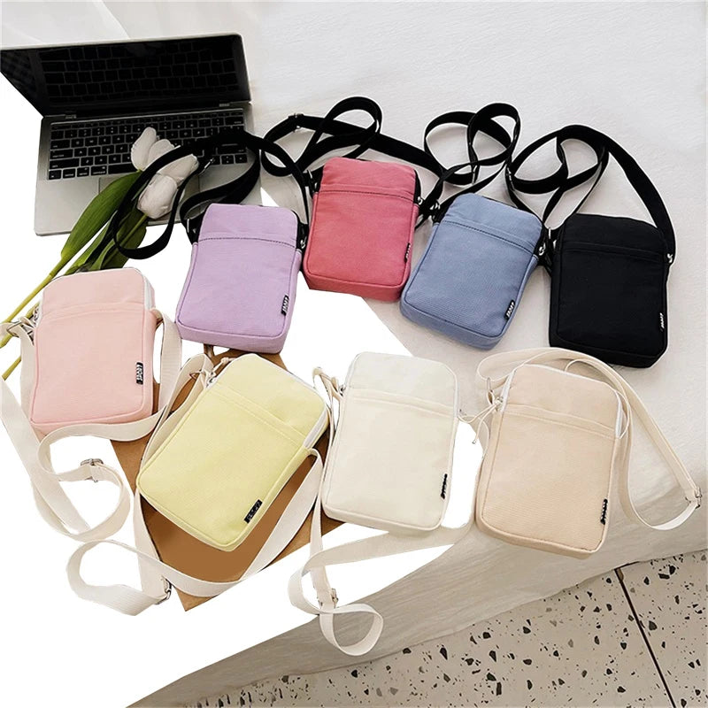 Canvas Crossbody Bag Unisex Mobile Phone Wallet