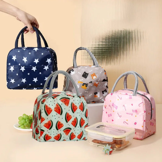 Functional Insulated Oxford Lunch Bag Flower Pattern Cooler Lunch Box Bags Thermal Food Picnic Lunch Bags for Women Kids