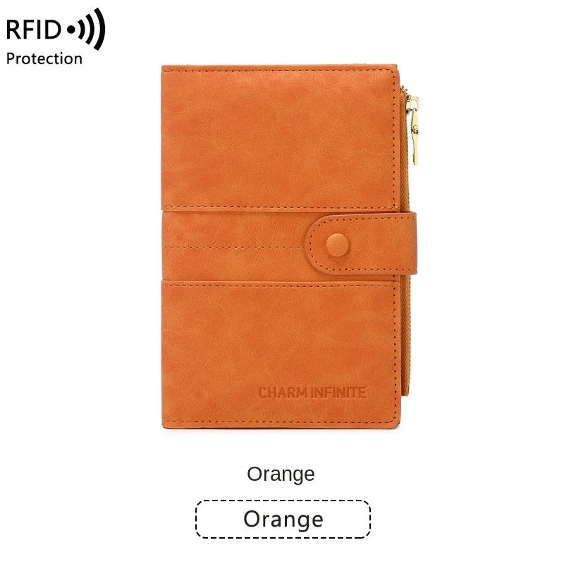 Anti-theft Passport Wallet RFID Passport Holder Zipper Buckle Travel Wallet Document Holder Multifunctional Travel Passport Bag