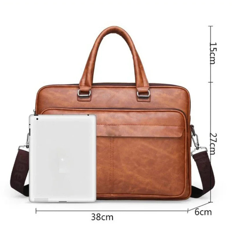 PU Leather Shoulder Bag Large Capacity Portable Casual and Waterproof Crossbody Document Bag for Men Briefcase Leather Bag