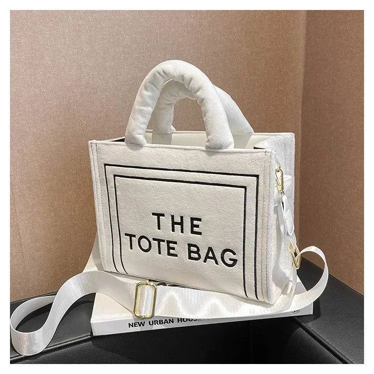 Female Square Tote Crossbody Bag Aesthetic Velour Elegant Letter Print Ladies Shoulder Bags Top Handle Women's Charisma Handbags