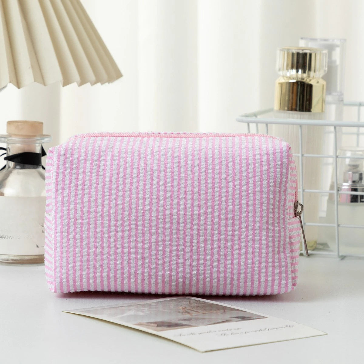 New Fashion Striped Women Cosmetic Bag Portable Zipper Makeup Travel Organizer Female Handbag Toiletry Pouch For Girls