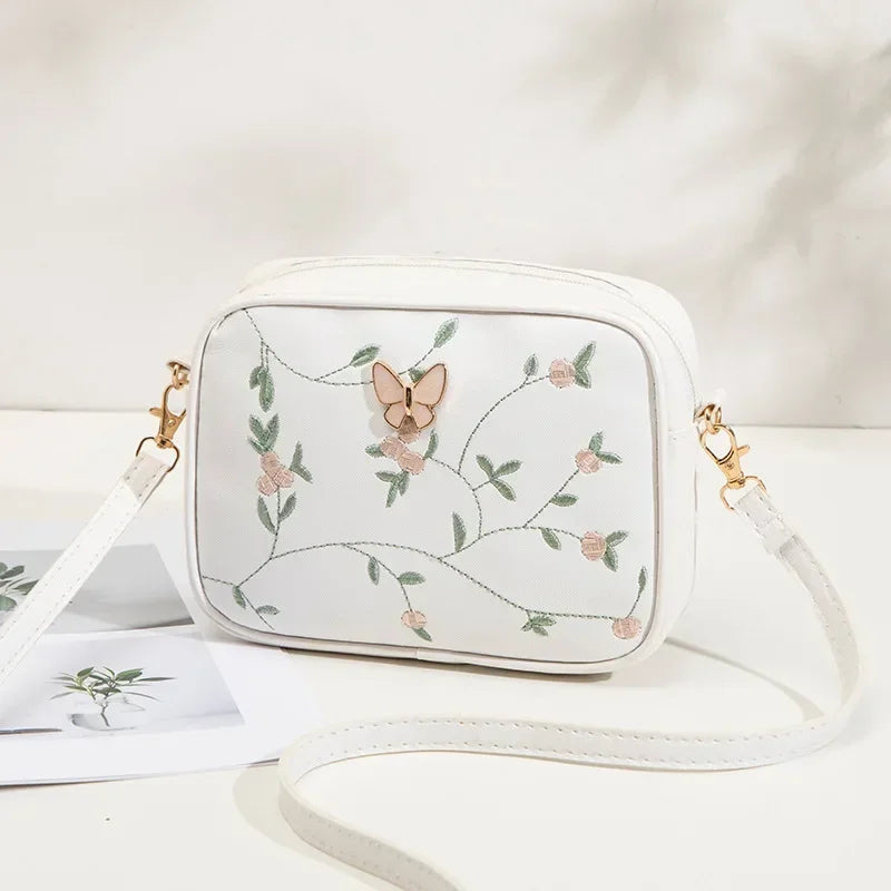 Butterfly Embroidery Crossbody Camera Bag