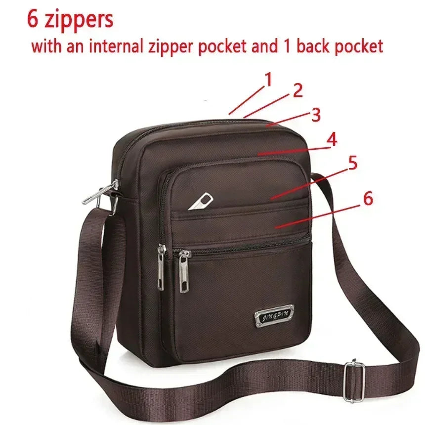 Men Nylon Shoulder Bag Messenger Bag Casual Waterproof Nylon Zipper Pocket Handbag Fashion Tote Travel Male Crossbody Bags