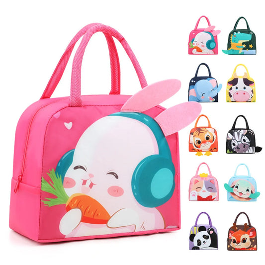 Kids Cartoon Animal Lunch Bag - Portable Thermal Cooler Bento Box