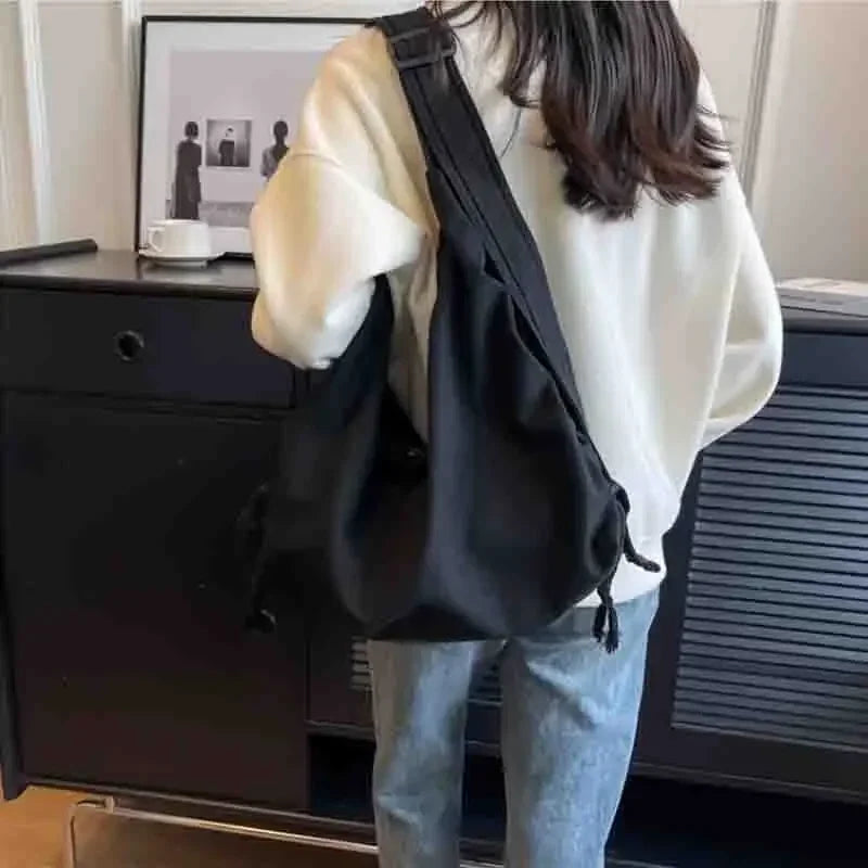 Large Capacity Canvas Shoulder Bag For Women College Student Book Bag Fashion Travel Shopping Crossbody Bag School MessengerBag