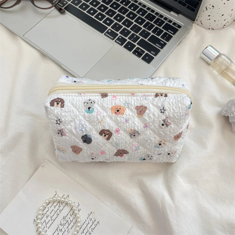 Cartoon Cosmetic Bag for Women Travel Portable Toiletry Bag Soft Cosmetics Makeup Brush Lipstick Storage Bag Organizer Pouch