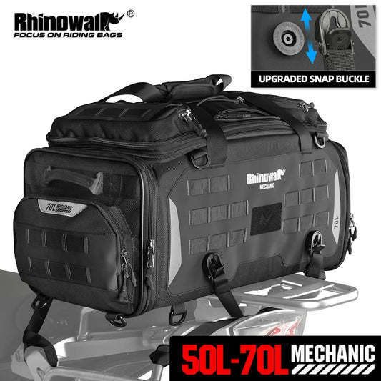 Rhinowalk 70L Motorcycle Saddle Pannier Bag Magnetic Tail Luggage Backpack