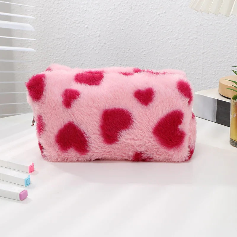 Fashion Small Cosmetic Bag Cute Plush Makeup Organizer Pouch Kawaii Pencil Case Bags Travel Coin Purse Household Storage