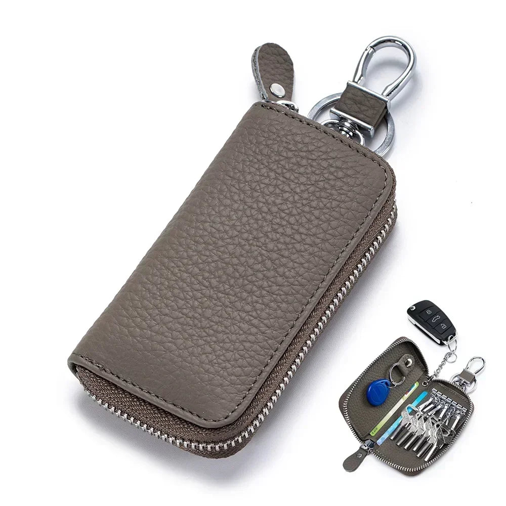 Men Women Genuine Leather Key Holder Wallet Key Wallet Organizer Bag Car Key Case Pouch Multifunctional Small Wallet Mini Purse