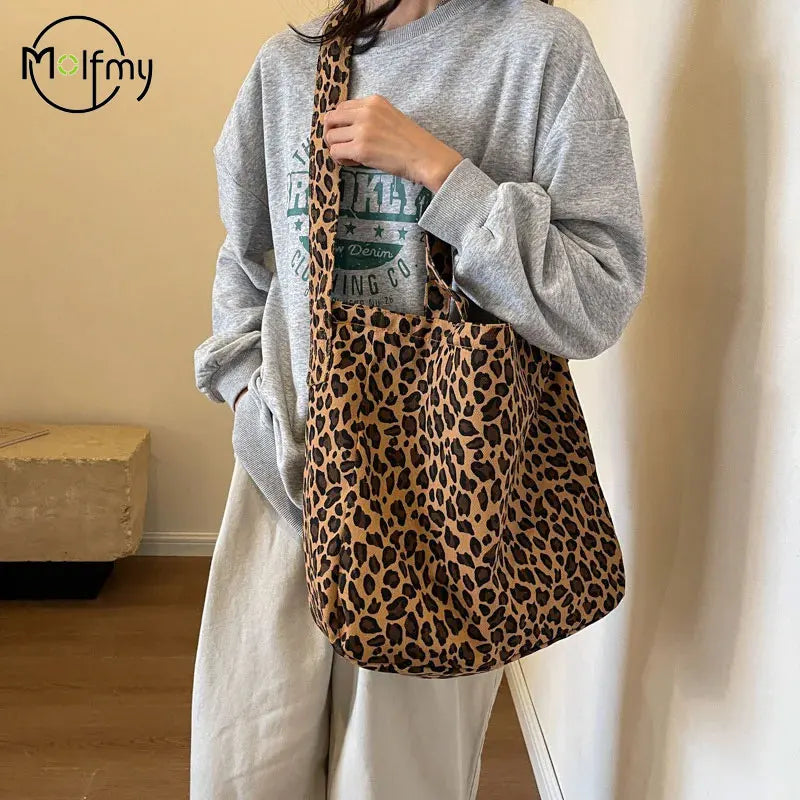 Leopard Tote Bag Large Capacity Crossbody Handbag Shopper Shoulder Bag