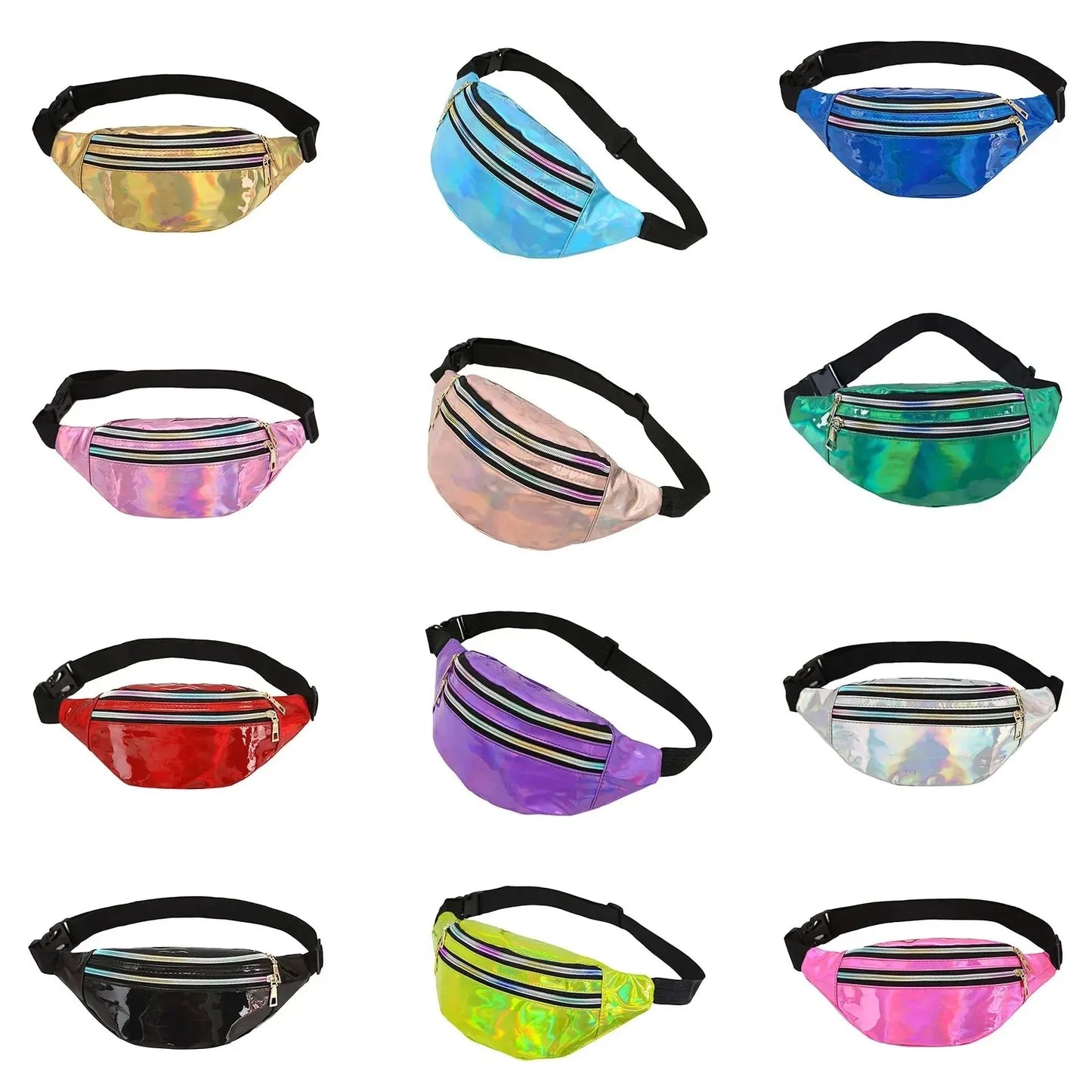 Holographic Glitter Fanny Pack Waist Bag Fashion Travel Party Shoulder Bag