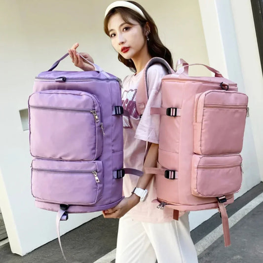 Women's Large Waterproof Travel Backpack with Luggage Strap - Stylish Daypack for Sports & Yoga