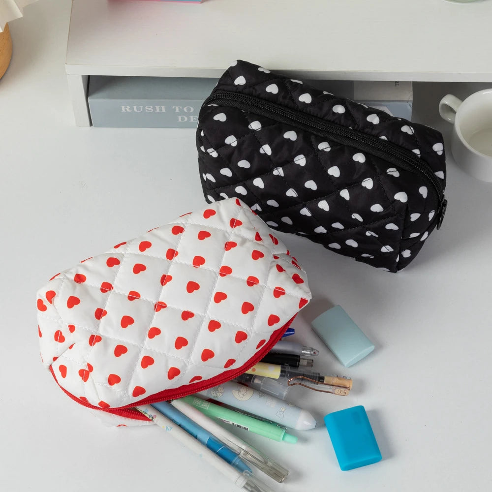 Cute Love Travel Cosmetic Lipstick Brush Storage Bag Toiletry Kit Women Kawaii Makeup Handbags Organizer Pouch Bags Pencil Case