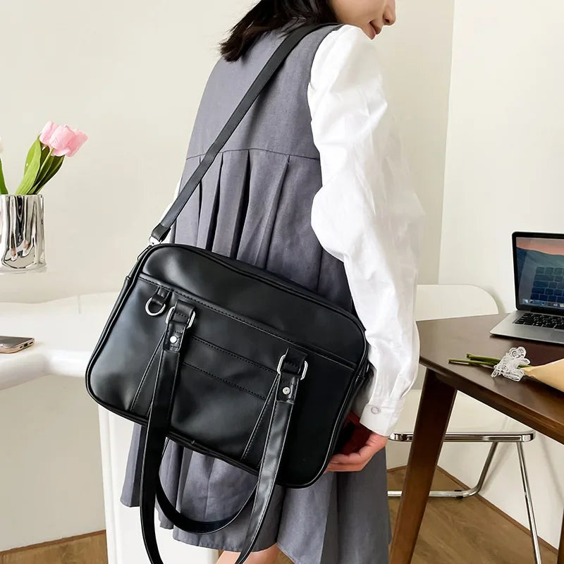 Japanese Preppy Style Shoulder Bag Women PU Leather JK Uniform Bag Girls Handbags Pure Color Crossbody Bags Itabag Tote Bolso