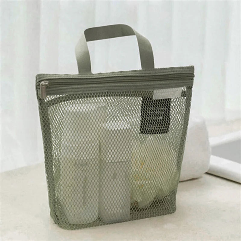 Mesh Makeup Toiletry Storage Bags Handbags Portable Travel Washing Body Shower Tools Organizer Hanging Cosmetic Organizer Pouch