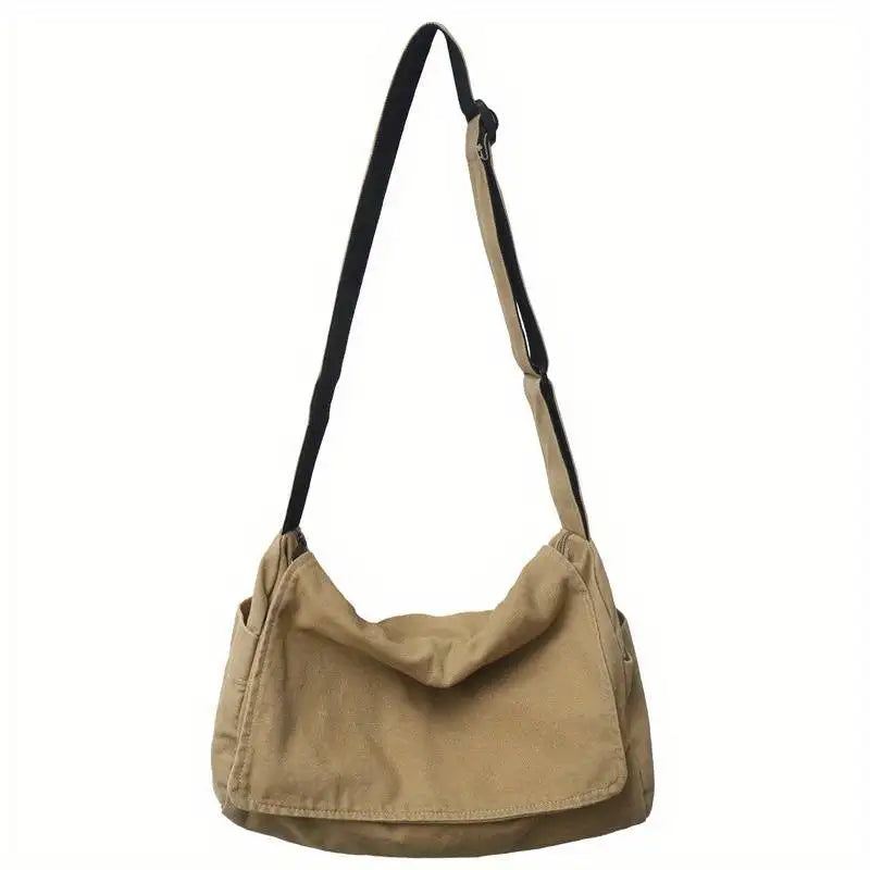 Vintage Canvas Messenger Bag - Women's Crossbody Shoulder Tote