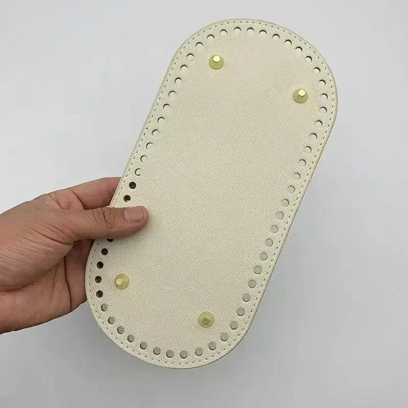 5x18cm/12x25cm PU Bag Bottom with 4 Rivets Oval Bag Bottom Wear-resistant Strong Durable Bag Bottom for Crochet Knitting Handbag