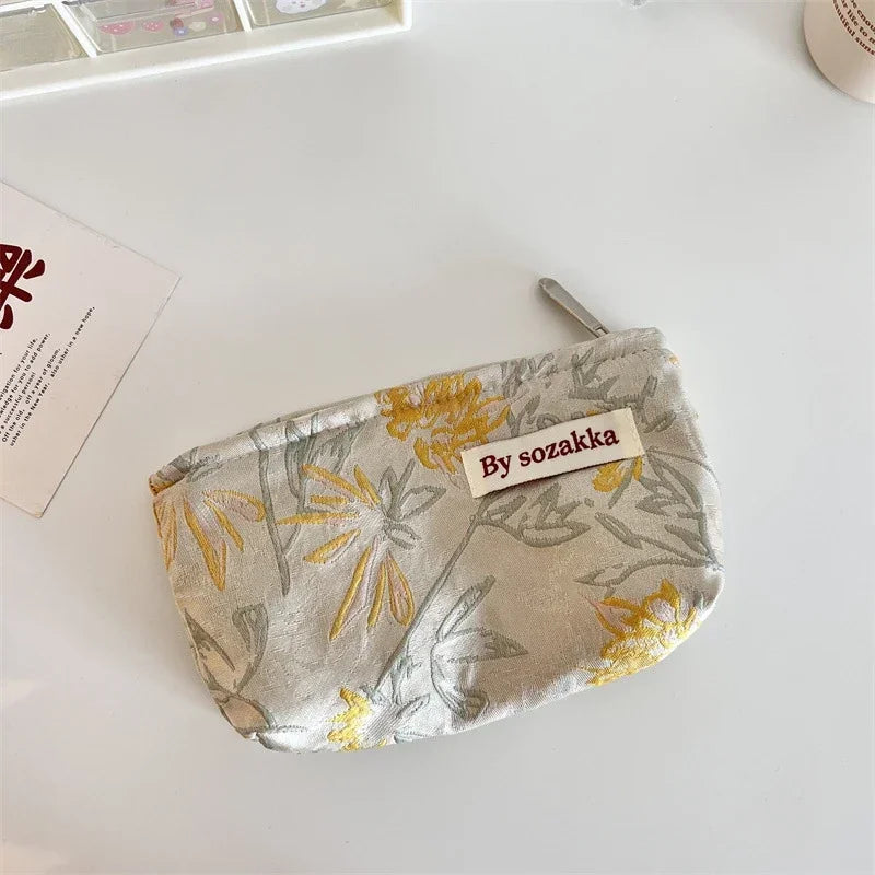 New Korean Women Floral Makeup Bags Cosmetic Bag Organizer Pouch Travel Make Up Toiletry Bag Canvas Beauty Case Pencil Case