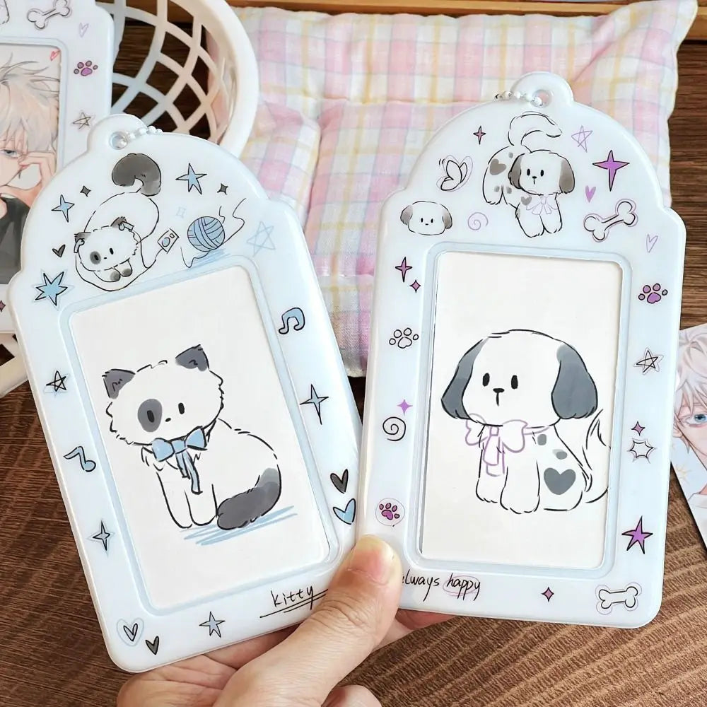 Animal Photocard Case Cartoon Student Card Holder Photocard Holder Bag Keychain Idol Photos Protective Cover Bag Keychain